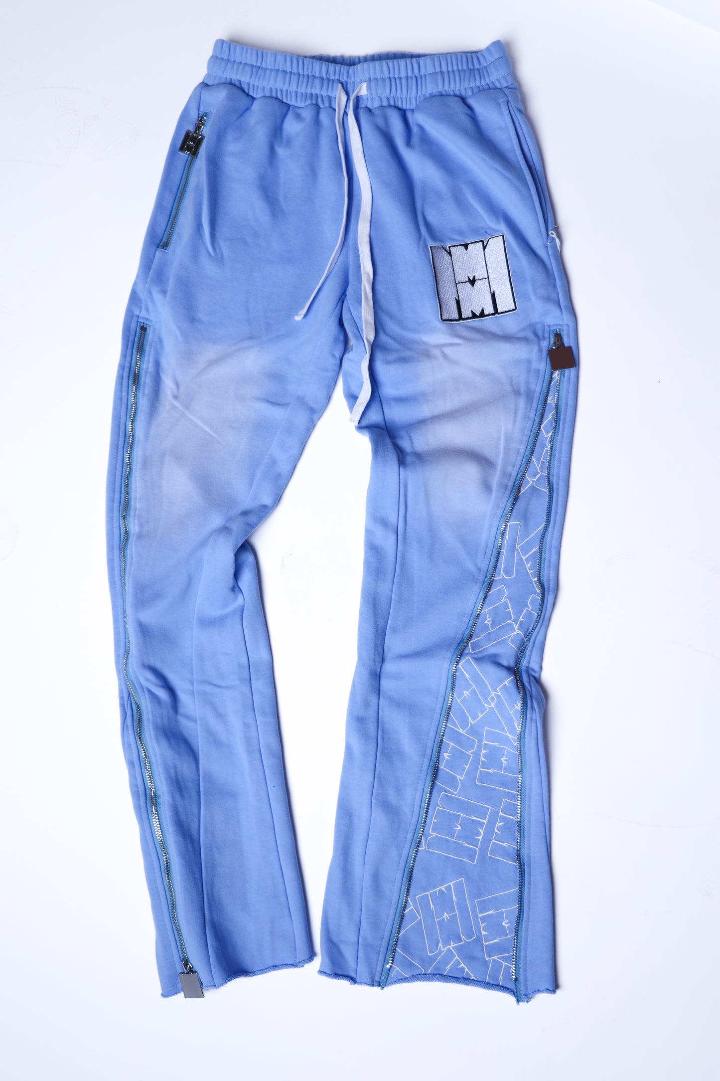 Baby blue signature zip up flared