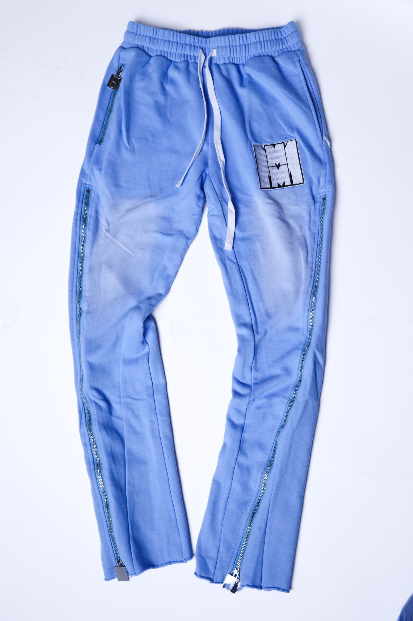 Baby blue signature zip up flared