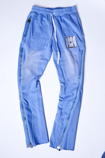 Baby blue signature zip up flared