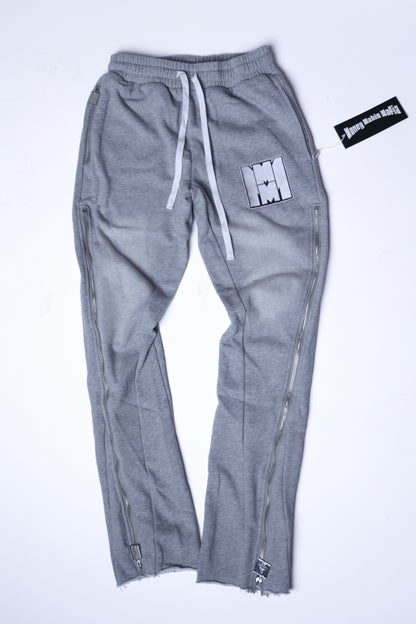 Grey signature zip up flared
