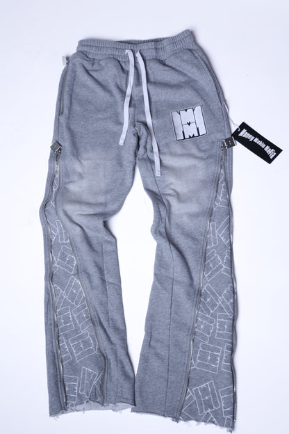 Grey signature zip up flared