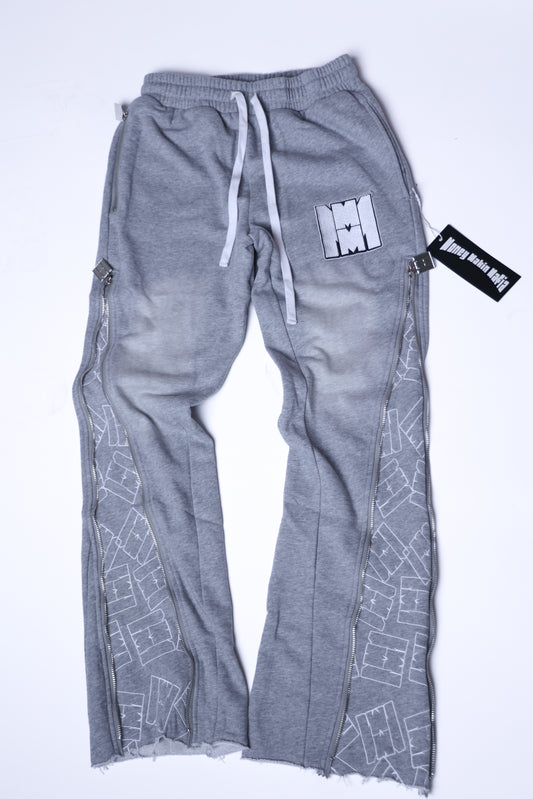 Grey signature zip up flared