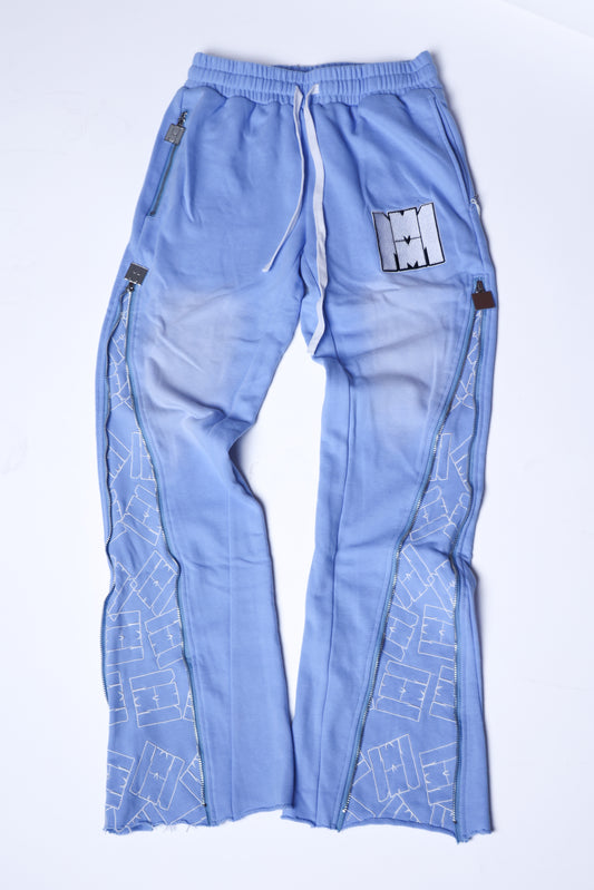 Baby blue signature zip up flared